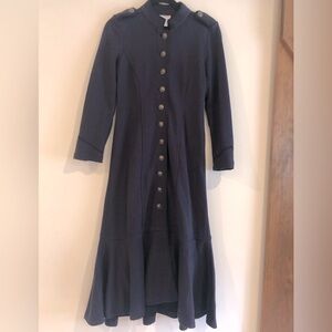 Soft Surroundings navy blue with black trim jacket
